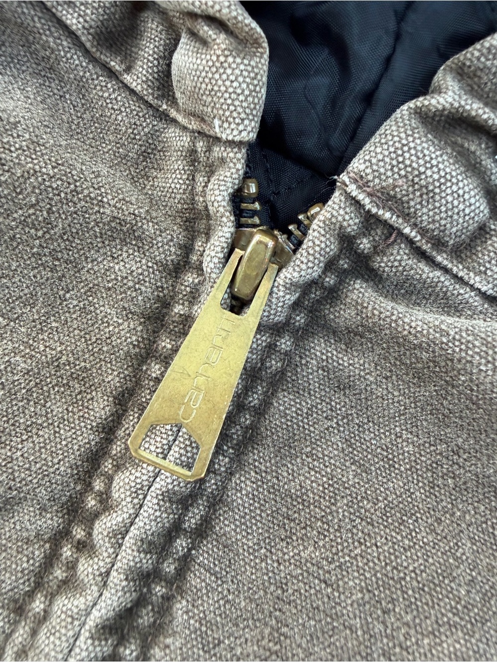 Vintage 90s Carhartt Size 4T Brown Hooded Canvas Work Chore Jacket Y30 USA Made - Picture 6 of 9